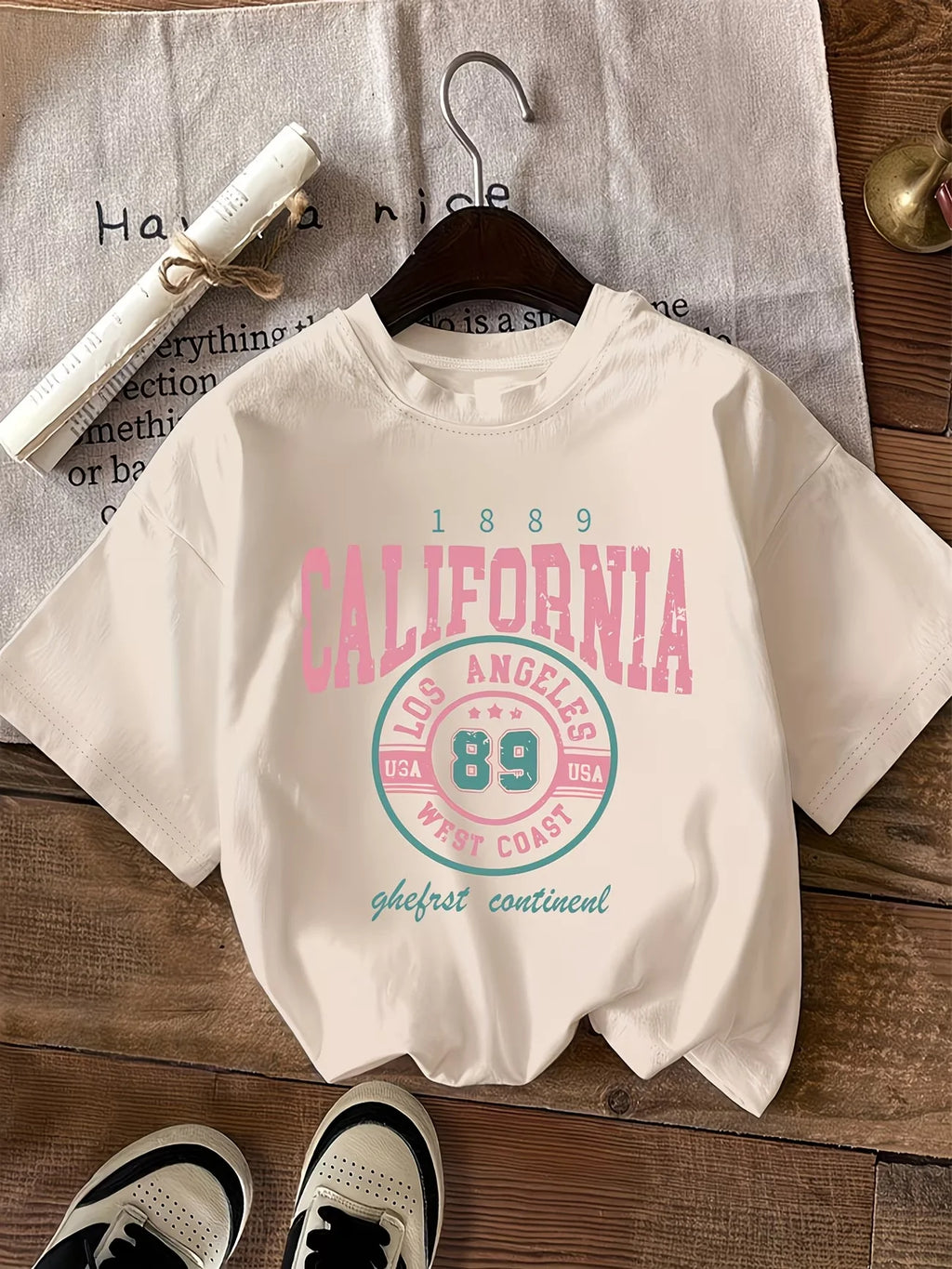 Cheap T-shirt Jerseys California Los Angeles 89 Graphic Women'S T-Shirt Crew Neck, Short Sleeve, Regular Length, Letter Print Top for All Seasons