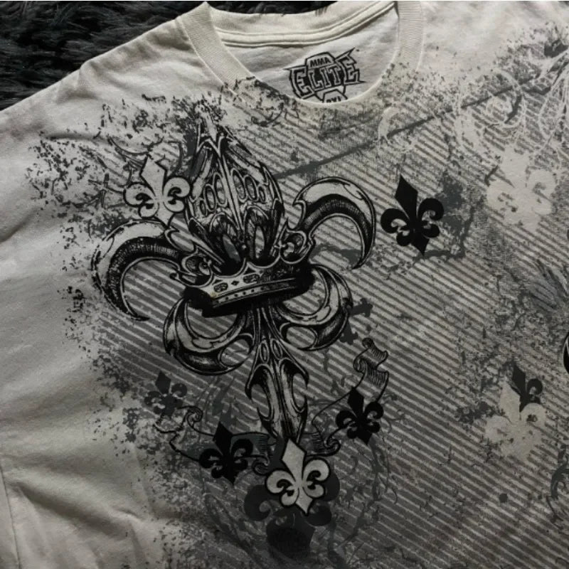 Cheap T-shirt Jerseys 90s American Trendy Retro Fashion Print Round Neck Short-sleeved T-shirt Men Womens Y2K Street Style Gothic Couple Sports