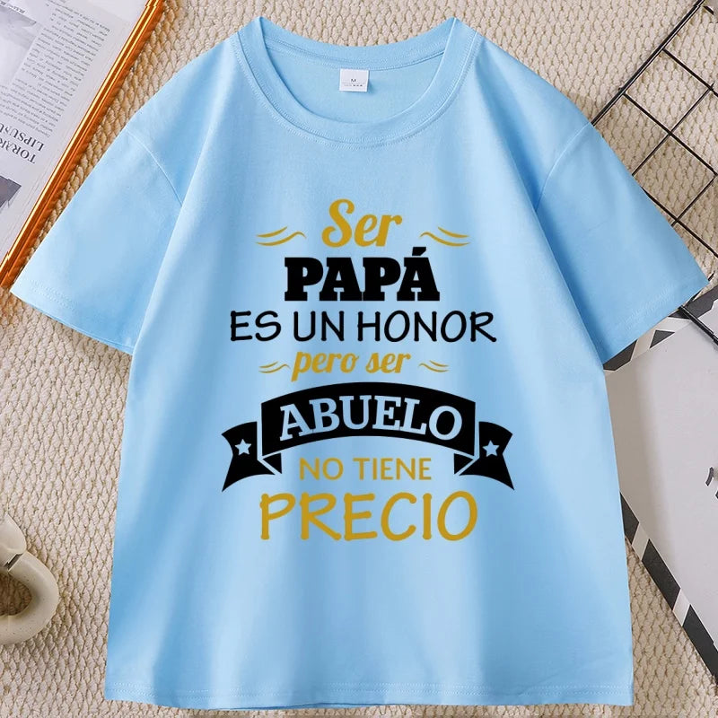 Cheap T-shirt Jerseys Ser Papa Es Un Honor Ser Abuelo T Shirt Father Grandfather Graphic T Shirts Spain Papa T-shirt Man women Cotton High Quality top