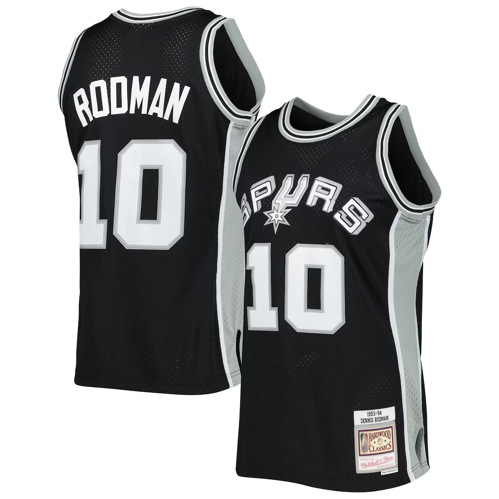 Kooe SA.Spurs #10 Dennis Rodman Mitchell & Ness Black 1993-1994 Hardwood Classics Swingman Jerseys