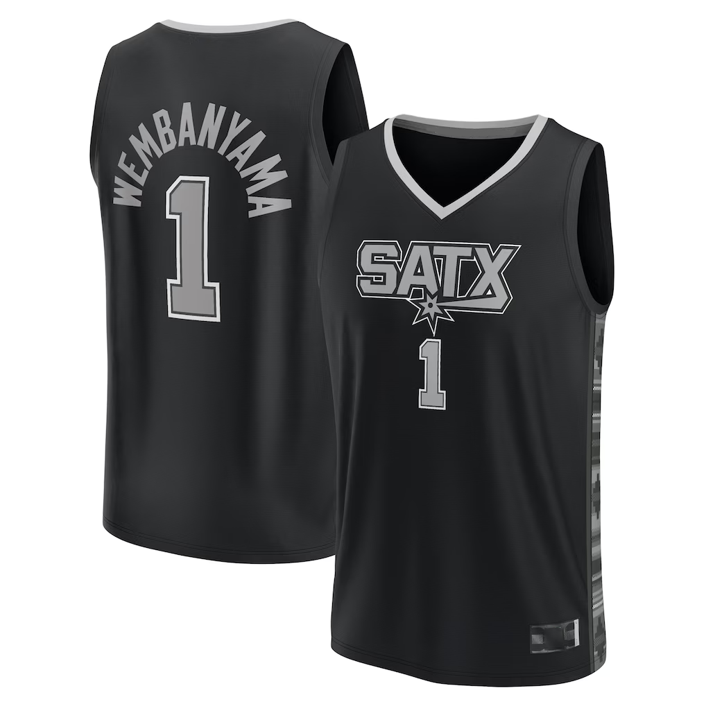 Kooe SA.Spurs #1 Victor Wembanyama Fanatics Black Fast Break Player Jerseys - Statement Edition