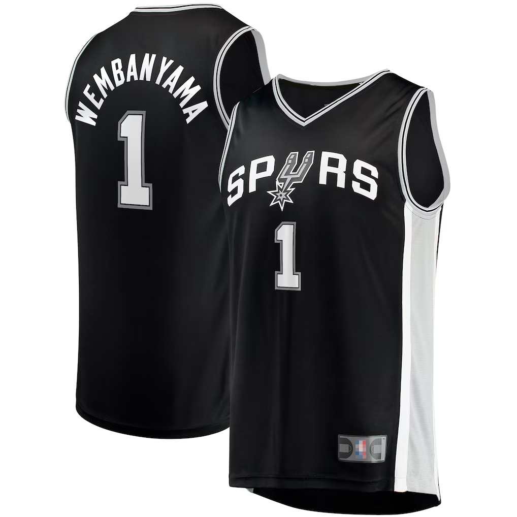 Kooe SA.Spurs #1 Victor Wembanyama Fanatics Black Fast Break Replica Jerseys - Icon Edition