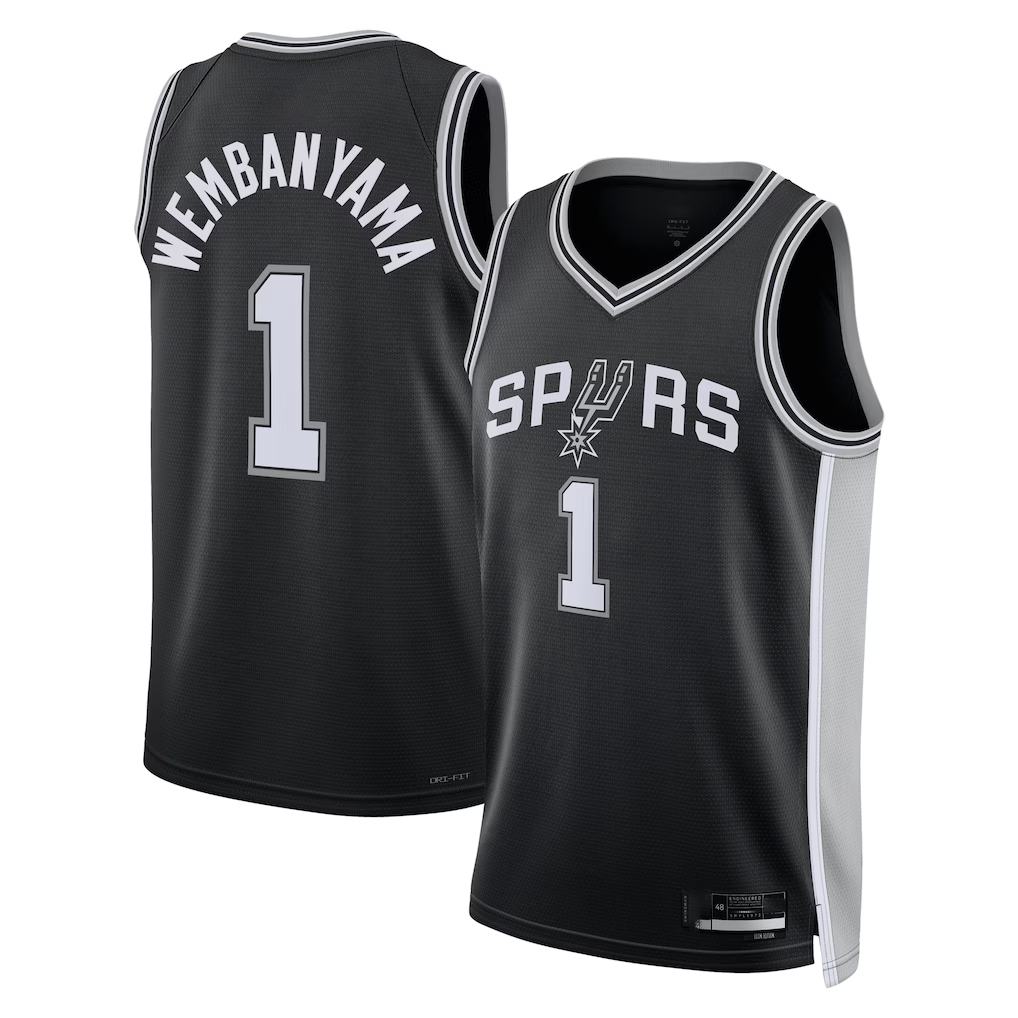 Kooe SA.Spurs #1 Victor Wembanyama Fanatics Black Fast Break Replica Player Jerseys - Icon Edition