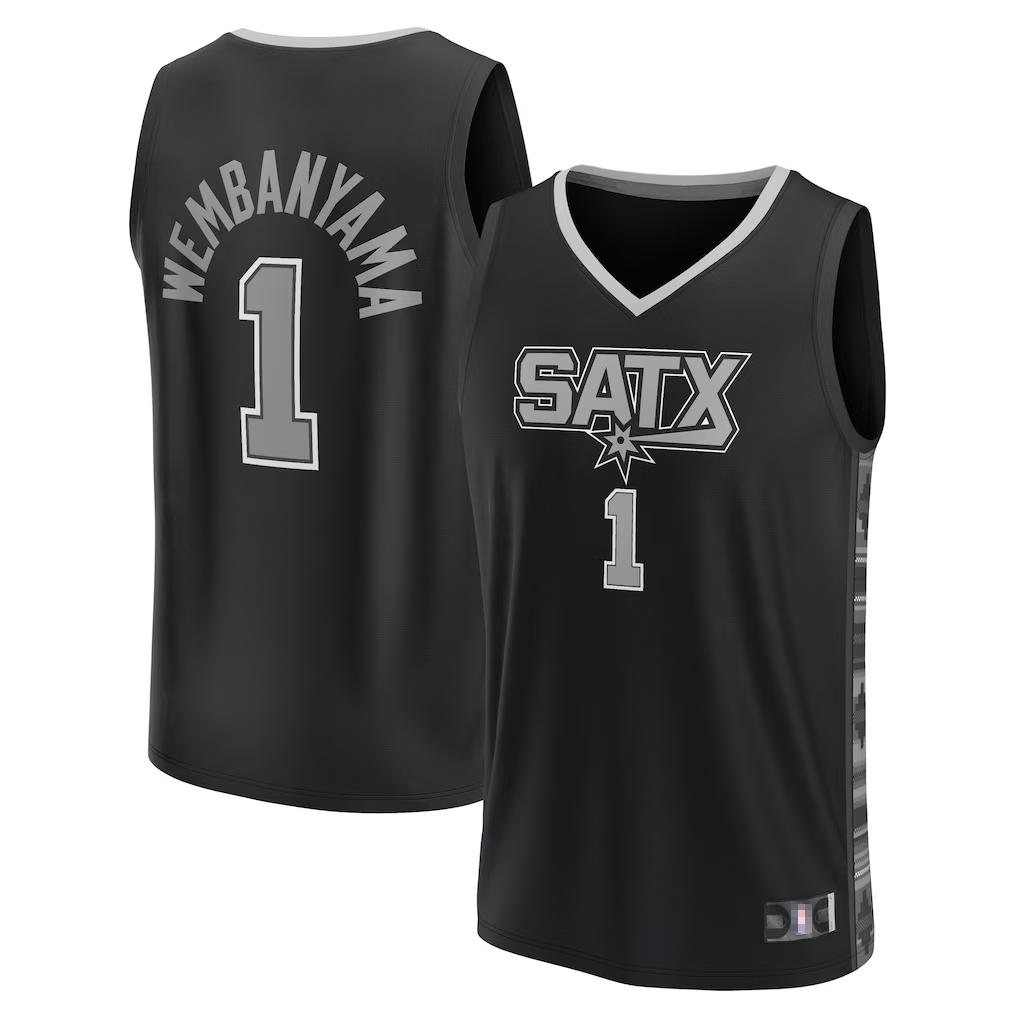 Kooe SA.Spurs #1 Victor Wembanyama Fanatics Black Fast Break Replica Player Jerseys - Statement Edition