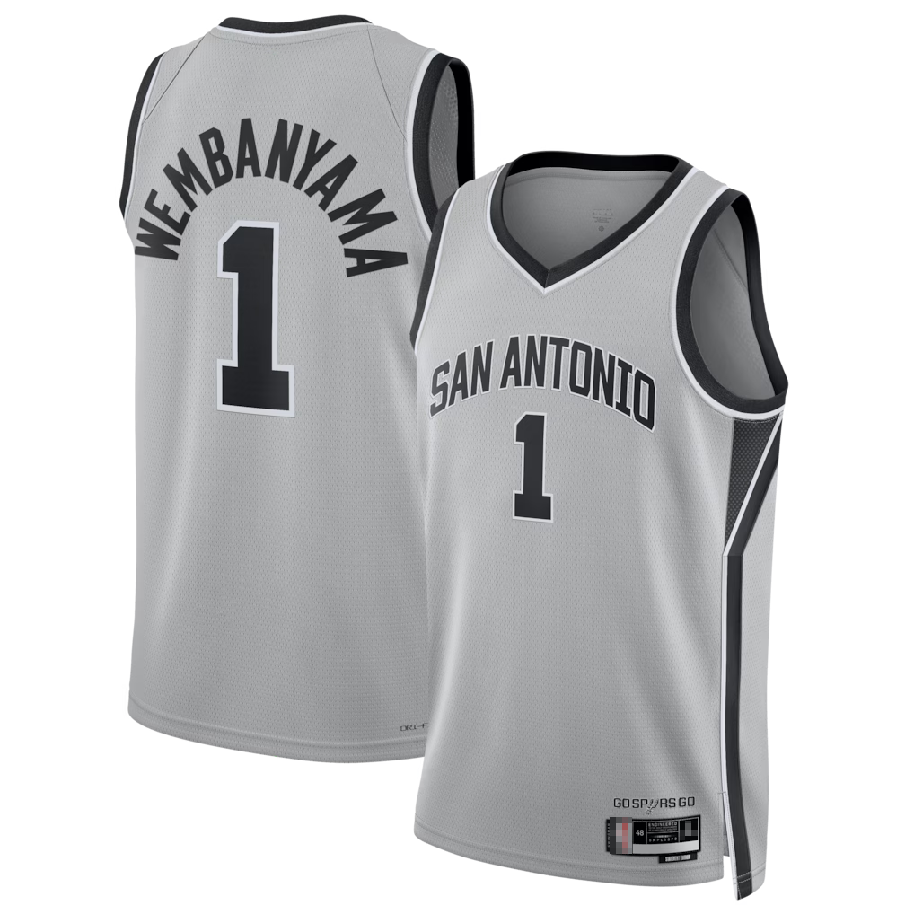 Kooe SA.Spurs #1 Victor Wembanyama Silver Swingman Jerseys - Statement Edition