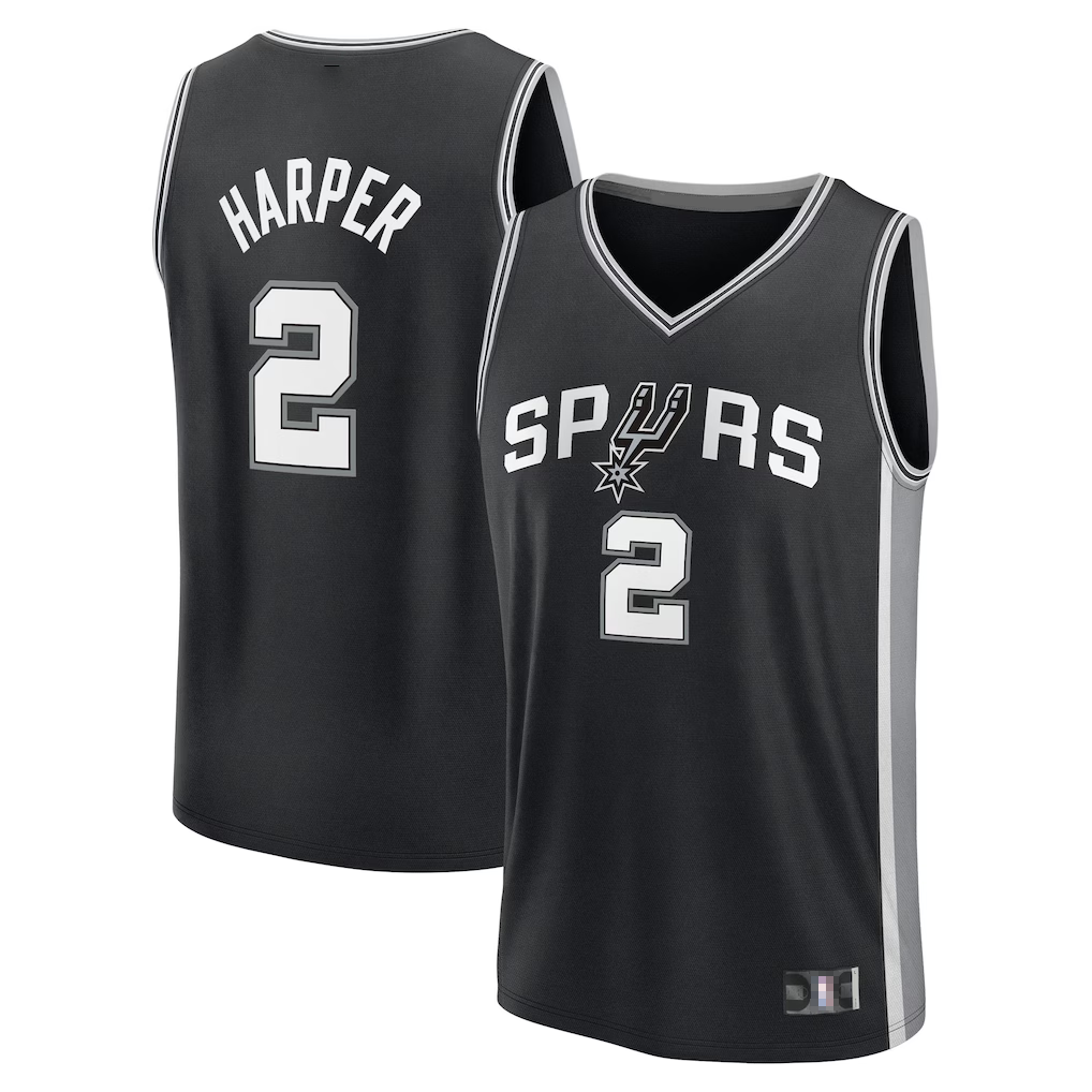 Kooe SA.Spurs #2 Dylan Harper Fanatics Black Fast Break Jerseys - Icon Edition