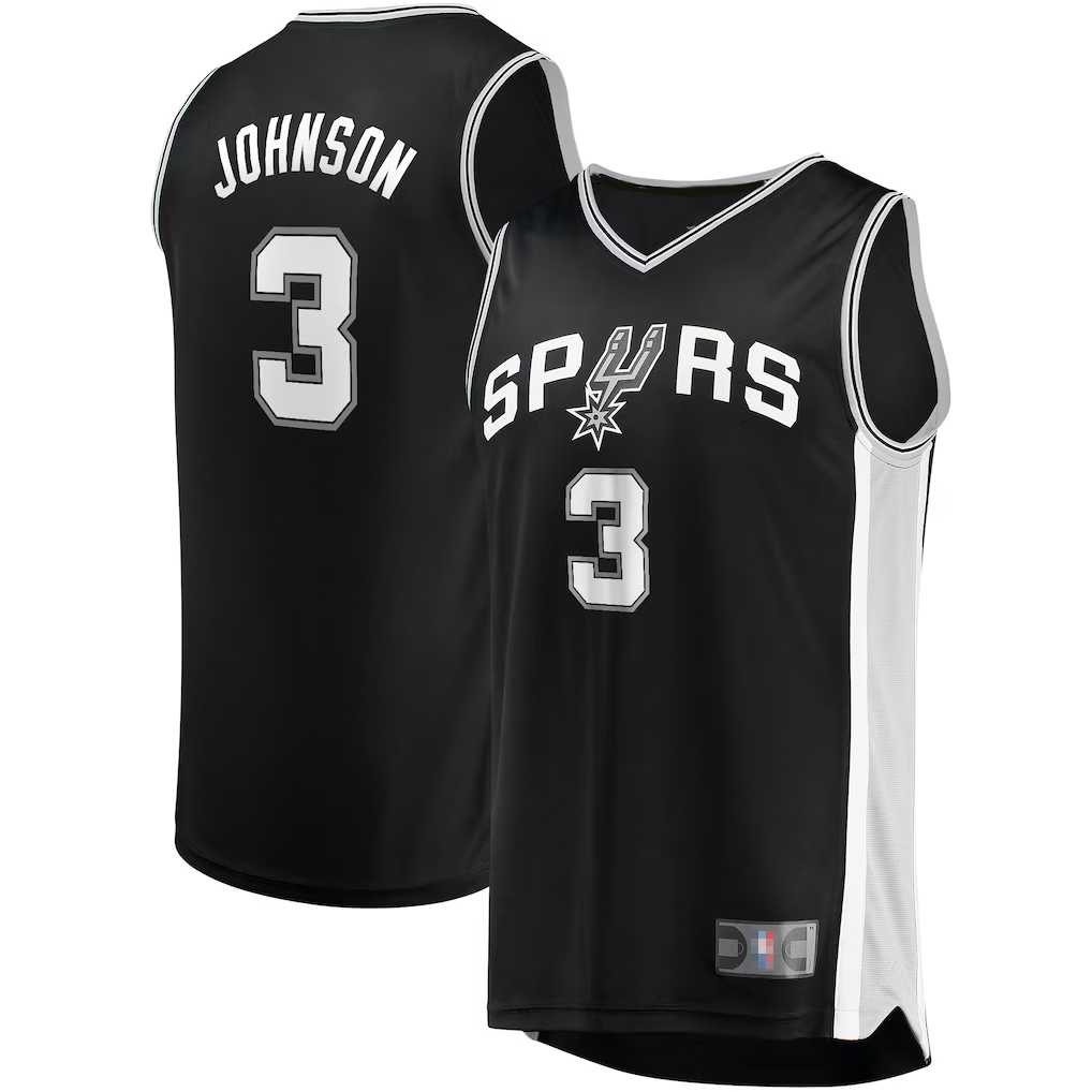 Kooe SA.Spurs #3 Keldon Johnson Fanatics Black Fast Break Replica Jerseys - Icon Edition