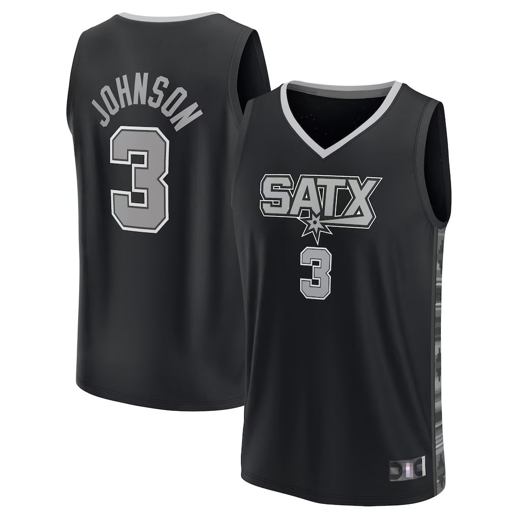 Kooe SA.Spurs #3 Keldon Johnson Fanatics Black Fast Break Replica Player Jerseys - Statement Edition