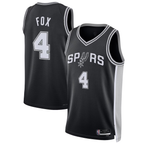 Kooe SA.Spurs #4 De'Aaron Fox Black Swingman Player Jerseys - Icon Edition