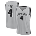 Kooe SA.Spurs #4 De'Aaron Fox Fanatics Silver Fast Break Jerseys - Statement Edition