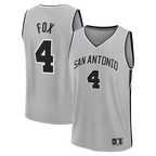 Kooe SA.Spurs #4 De'Aaron Fox Fanatics Silver Fast Break Jerseys - Statement Edition