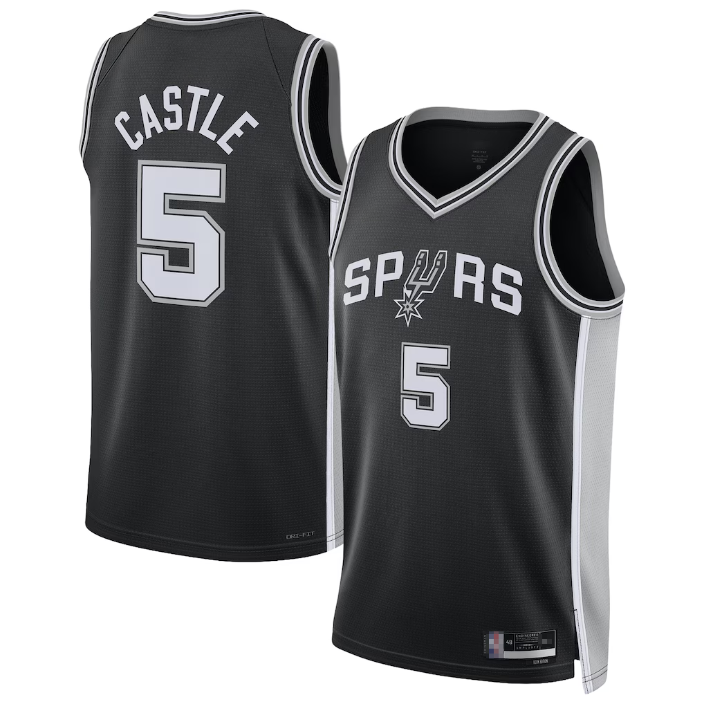 Kooe SA.Spurs #5 Stephon Castle Black Swingman Jerseys - Icon Edition