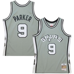 Kooe SA.Spurs #9 Tony Parker Mitchell & Ness Gray Hall of Fame Class of 2023 Throwback Swingman Jerseys