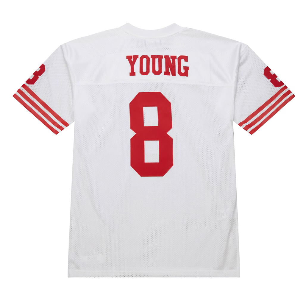 Kooe SF.49ers 1994 #8 Steve Young Mitchell & Ness White Authentic Throwback Retired Player Stitched Puhic Jersey