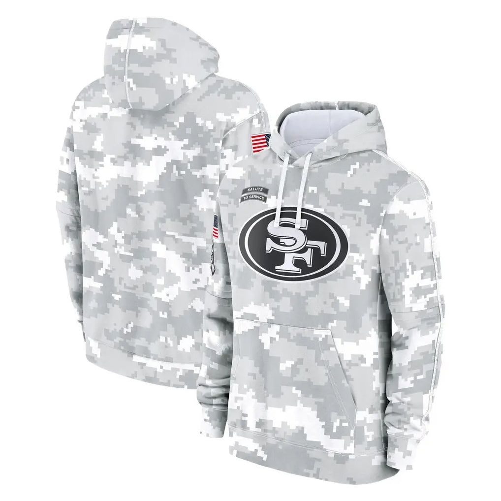 Kooe SF.49ers Arctic Camo Limited Salute to Service Pullover Hoodies Game Blank Player Stitched Jerseys