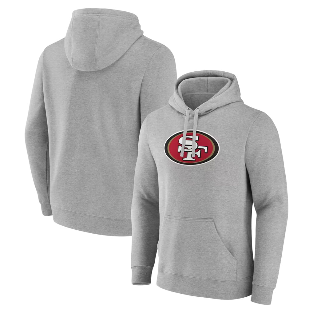 Kooe SF.49ers Gray LOGO Pullover Hoodies Home Game Blank Player Stitched Jerseys