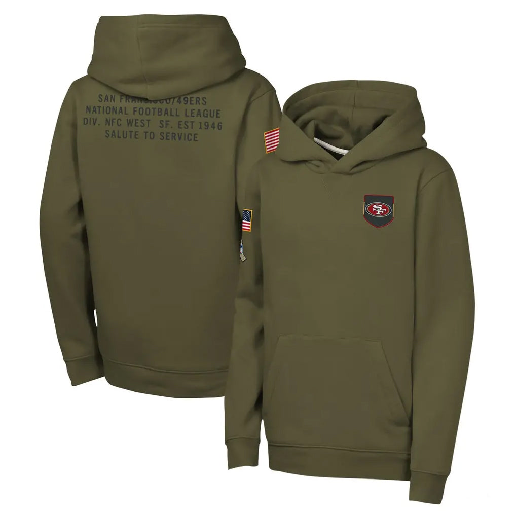 Kooe SF.49ers Olive Salute to Service Pullover Hoodies Limited Blank Player Stitched Jerseys