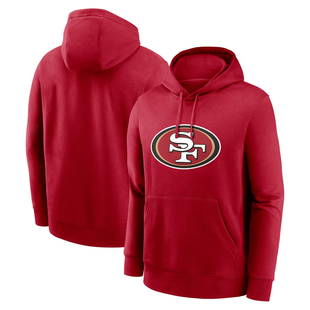 Kooe SF.49ers Red LOGO Pullover Hoodies Home Game Blank Player Stitched Jerseys