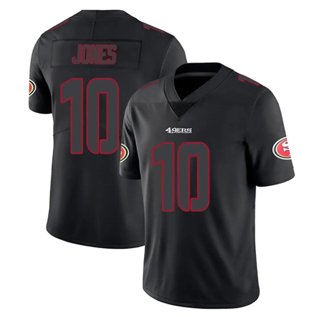 Kooe SF.49ers #10 Mac Jones Player Black Limited Reflective Home Game Stitched Jerseys