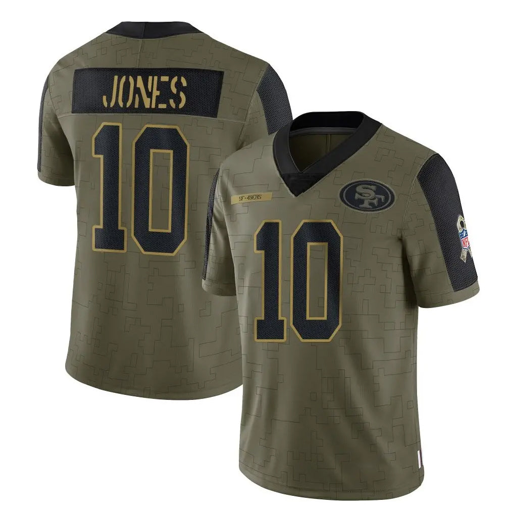 Kooe SF.49ers #10 Mac Jones Player Olive Salute To Service Limited Game Stitched Jerseys
