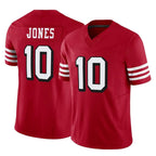 Kooe SF.49ers #10 Mac Jones Player Red Limited Alternate Vapor F.U.S.E. Home Game Stitched Jerseys