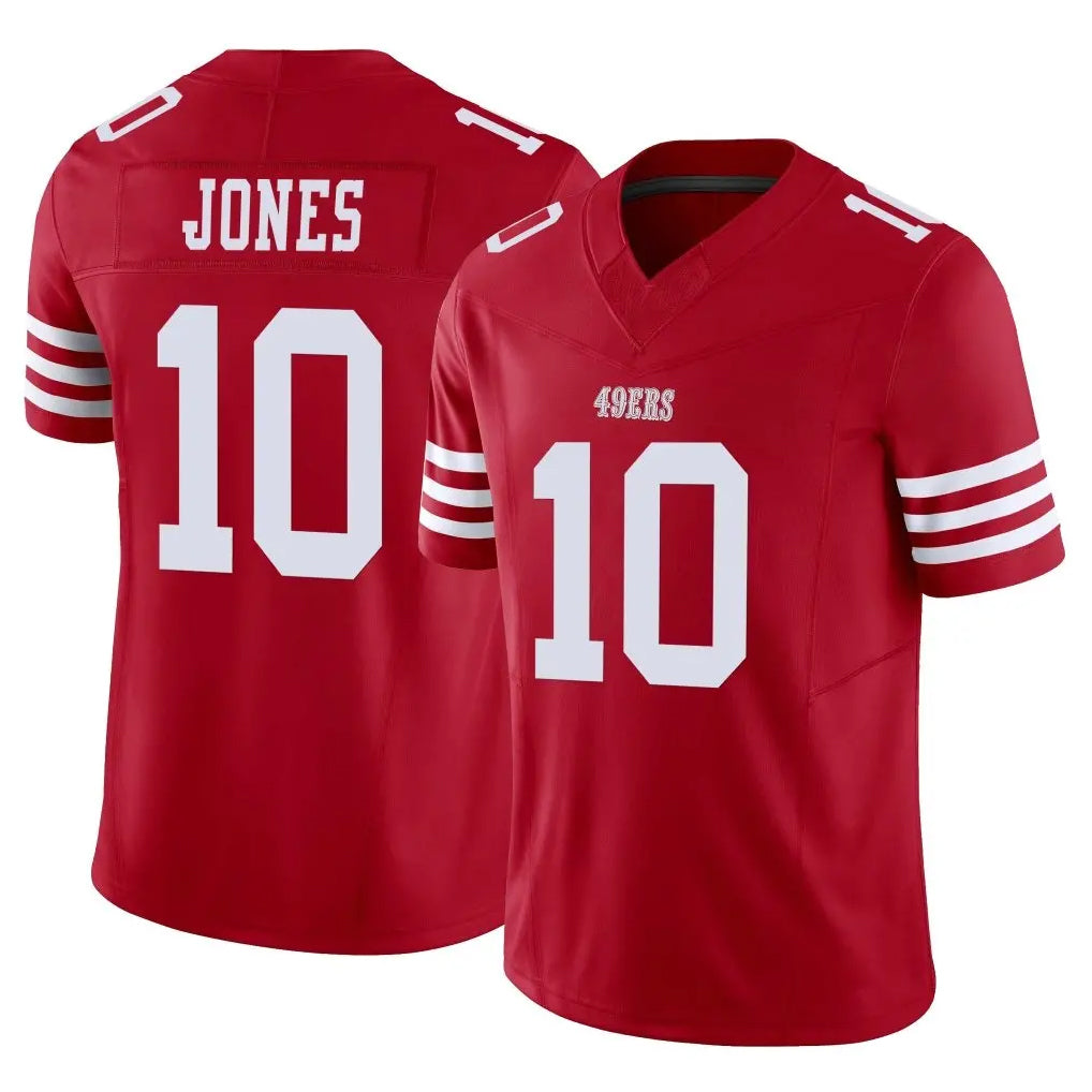 Kooe SF.49ers #10 Mac Jones Player Red Limited Vapor F.U.S.E. Home Game Stitched Jerseys