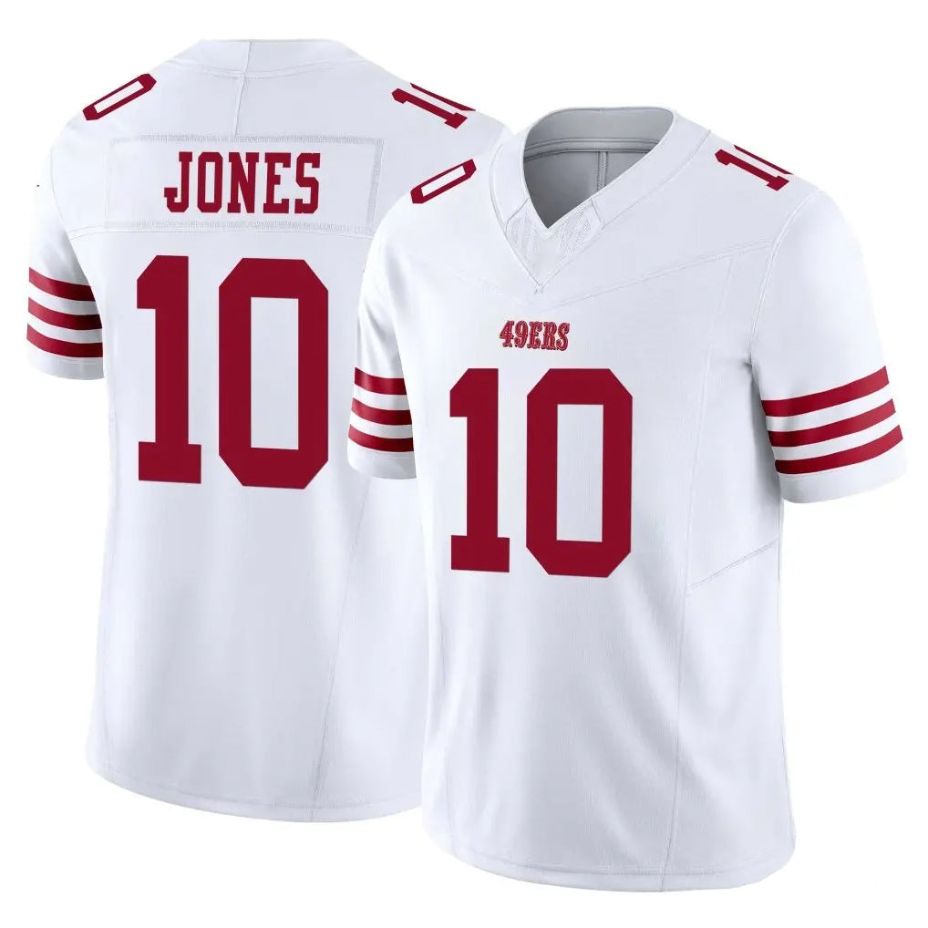 Kooe SF.49ers #10 Mac Jones Player White Limited Vapor F.U.S.E. Home Game Stitched Jerseys