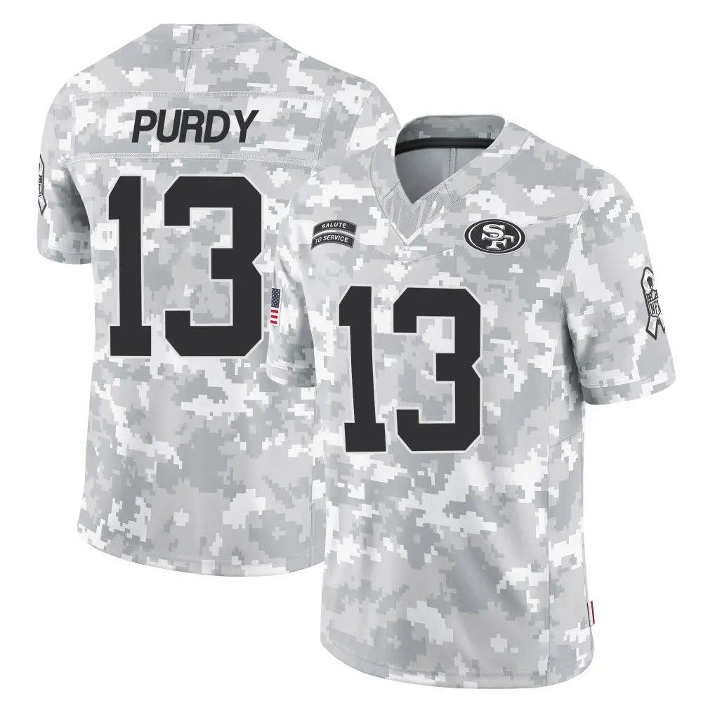 Kooe SF.49ers #13 Brock Purdy Player Arctic Camo Limited Salute To Service Home Game Stitched Jerseys
