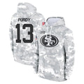 Kooe SF.49ers #13 Brock Purdy Player Arctic Camo Limited Salute to Service Pullover Hoodies Game Stitched Jerseys