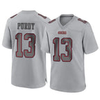 Kooe SF.49ers #13 Brock Purdy Player Gray Atmosphere Fashion Home Game Stitched Jerseys