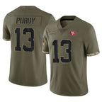 Kooe SF.49ers #13 Brock Purdy Player Olive Limited Salute To Service Home Game Stitched Jerseys