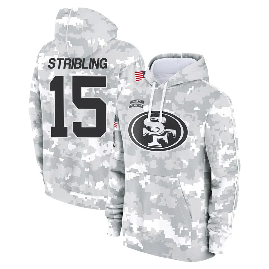 Kooe SF.49ers #15 De'Zhaun Stribling Player Arctic Camo Limited Salute to Service Pullover Hoodies Game Stitched Jerseys