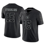 Kooe SF.49ers #15 De'Zhaun Stribling Player Black Limited Reflective Home Game Stitched Jerseys