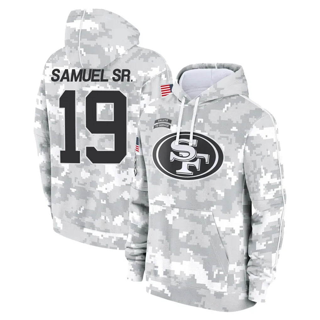 Kooe SF.49ers #19 Deebo Samuel Sr. Player Arctic Camo Limited Salute to Service Pullover Hoodies Game Stitched Jerseys