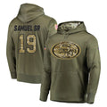 Kooe SF.49ers #19 Deebo Samuel Sr. Player Olive Salute to Service Pullover Hoodie Home Game Stitched Jerseys