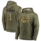 Kooe SF.49ers #1 Ricky Pearsall Player Salute To Service Olive Hoodie Player Stitched Jerseys