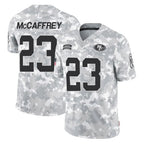 Kooe SF.49ers #23 Christian McCaffrey Player Arctic Camo Limited Salute To Service Home Game Stitched Jerseys