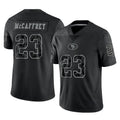 Kooe SF.49ers #23 Christian McCaffrey Player Black Limited Reflective Home Game Stitched Jerseys