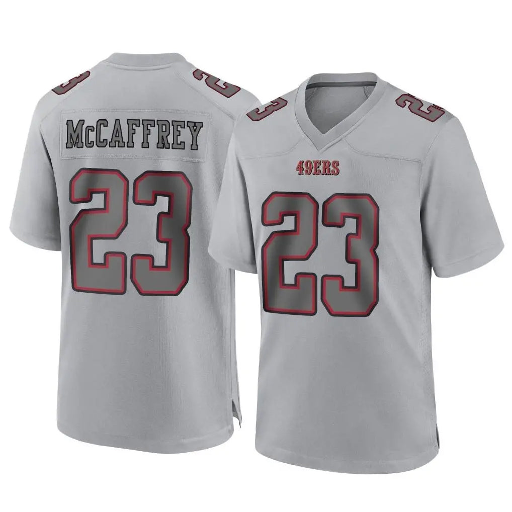 Kooe SF.49ers #23 Christian McCaffrey Player Gray Atmosphere Fashion Home Game Stitched Jerseys