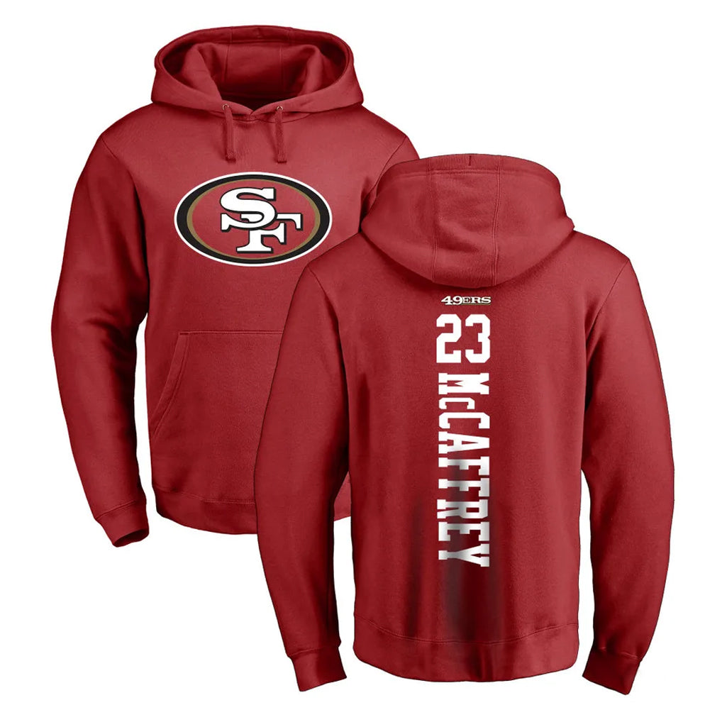 Kooe SF.49ers #23 Christian McCaffrey Player Red LOGO Pullover Hoodies Home Game Stitched Jerseys