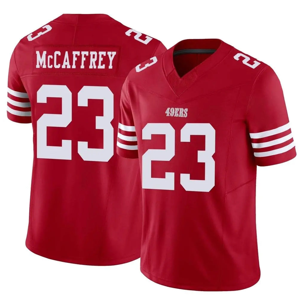 Kooe SF.49ers #23 Christian McCaffrey Player Red Limited Vapor F.U.S.E. Home Game Stitched Jerseys