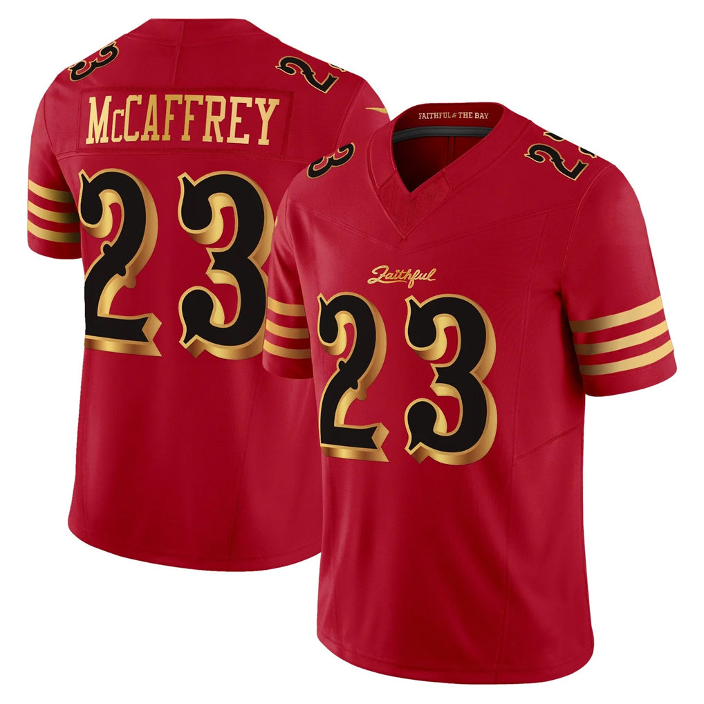 Kooe SF.49ers #23 Christian McCaffrey Player Red Rivalries Vapor Limited Home Game Stitched Jerseys