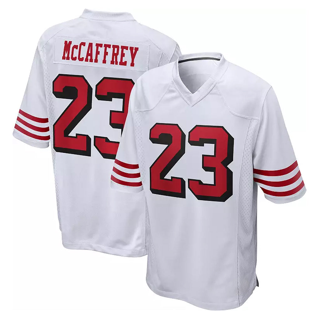 Kooe SF.49ers #23 Christian McCaffrey Player White Limited Home Game Stitched Jerseys