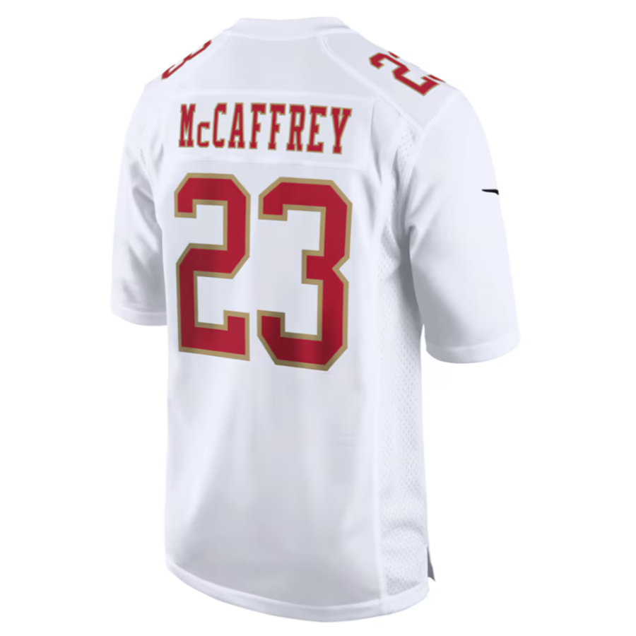 Kooe SF.49ers #23 Christian McCaffrey Tundra White Fashion Game American Stitched Jersey