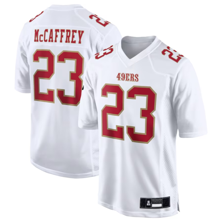 Kooe SF.49ers #23 Christian McCaffrey Tundra White Fashion Game American Stitched Jersey