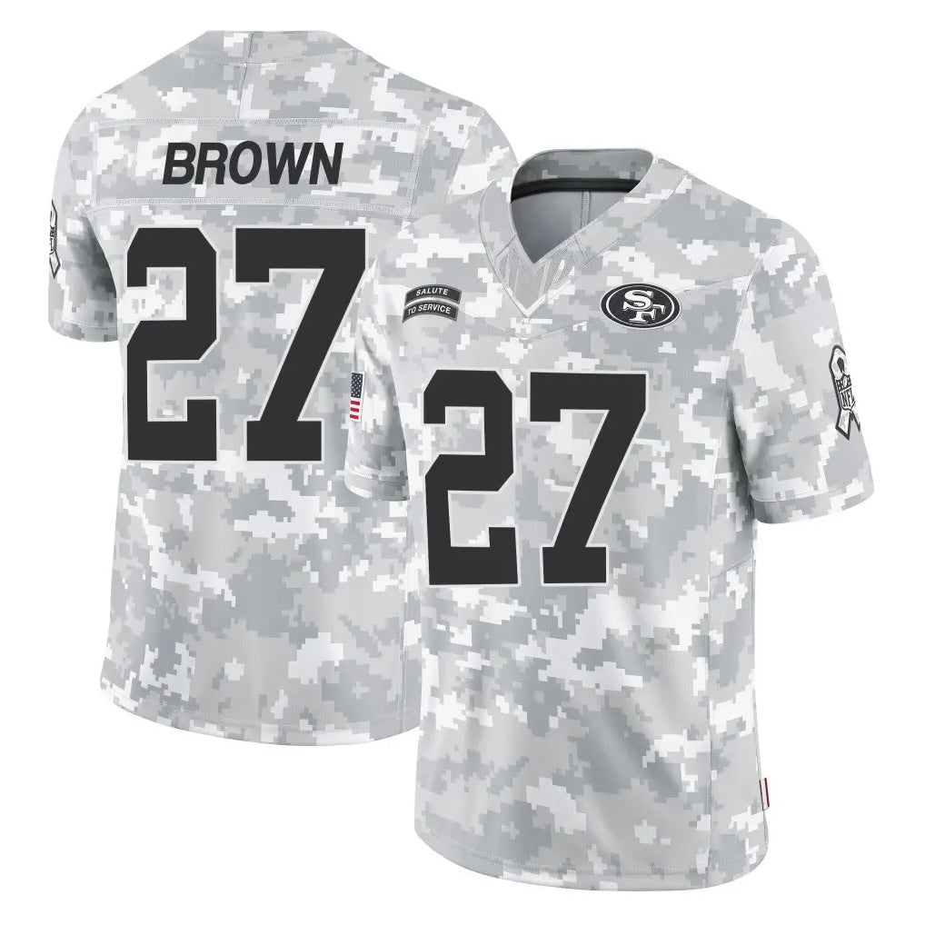 Kooe SF.49ers #27 Ji'Ayir Brown Player Arctic Camo Limited Salute To Service Home Game Stitched Jerseys