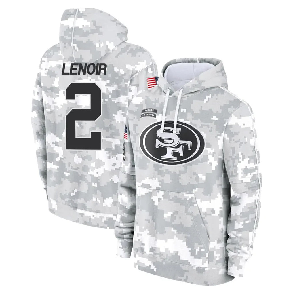 Kooe SF.49ers #2 Deommodore Lenoir Player Arctic Camo Limited Salute to Service Pullover Hoodies Game Stitched Jerseys