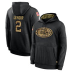 Kooe SF.49ers #2 Deommodore Lenoir Player Black Salute to Service Sideline Performance Pullover Hoodies Home Game Stitched Jerseys