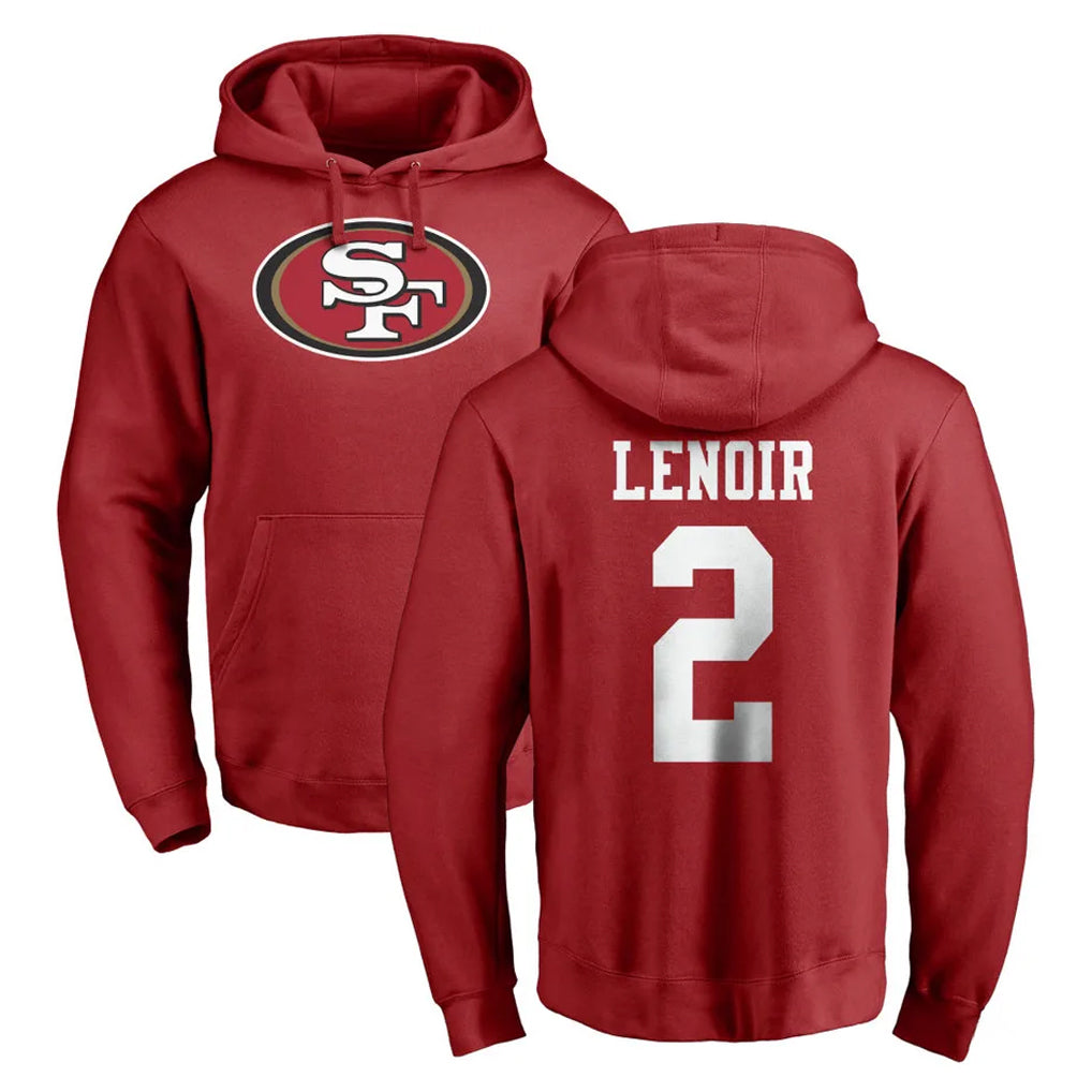 Kooe SF.49ers #2 Deommodore Lenoir Player Red LOGO Pullover Hoodies Home Game Stitched Jerseys