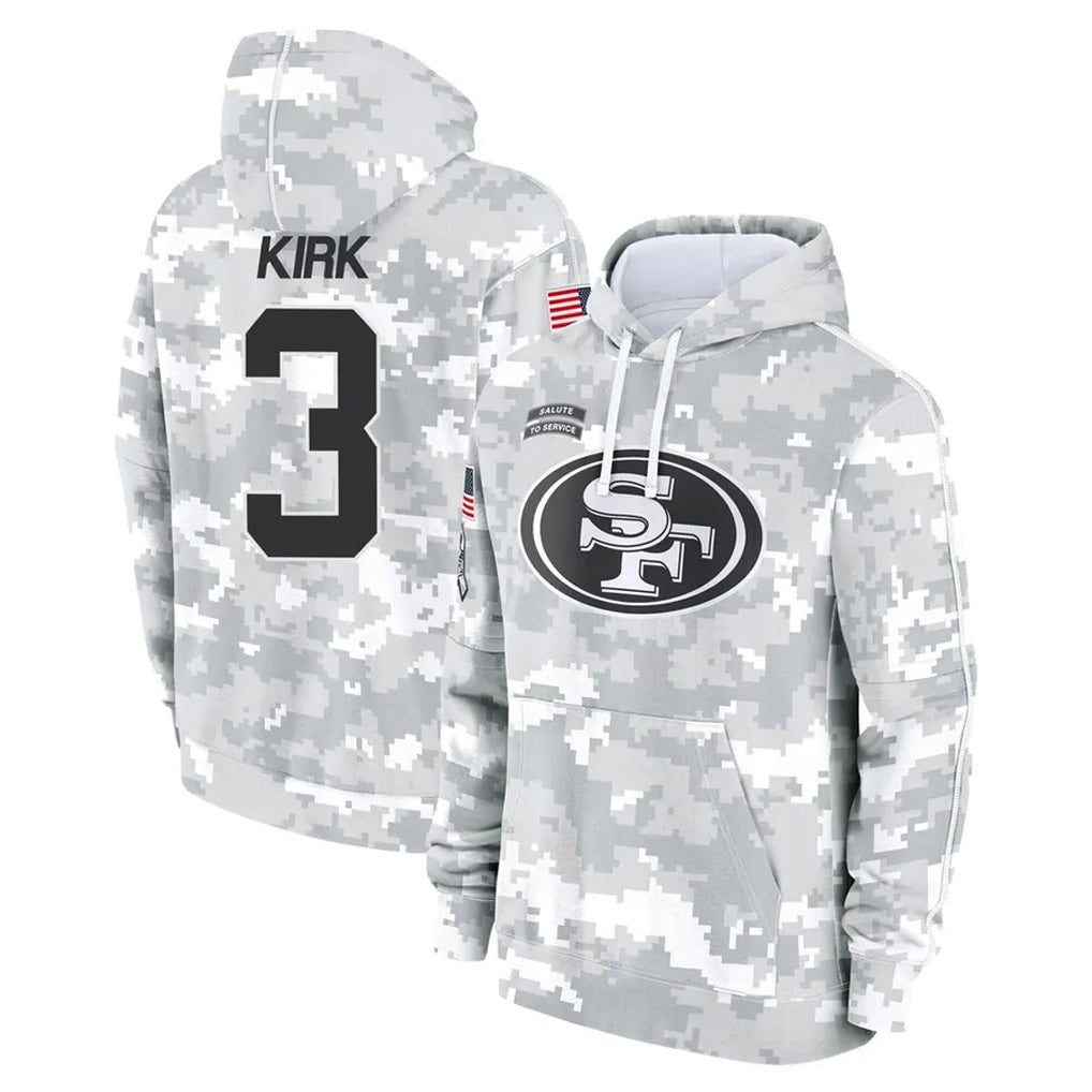 Kooe SF.49ers #3 Christian Kirk Player Arctic Camo Limited Salute to Service Pullover Hoodies Game Stitched Jerseys